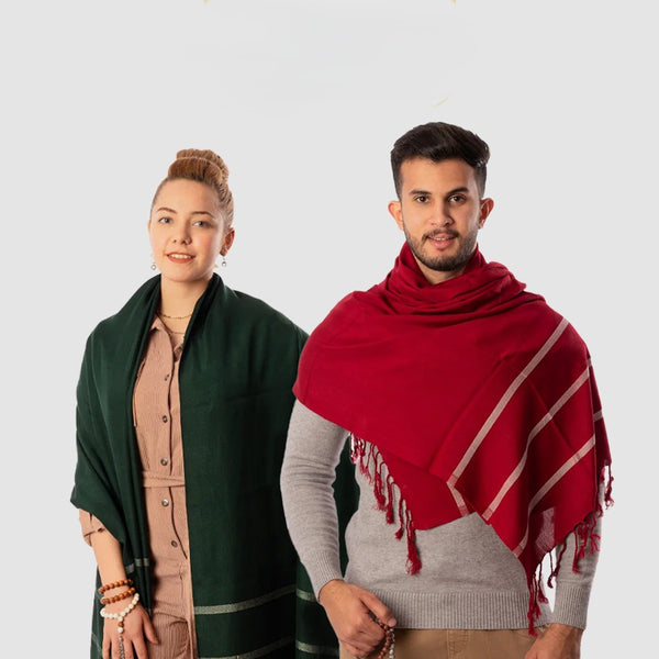 طقم 3 شال قطن 2أحمر، 1زيتي